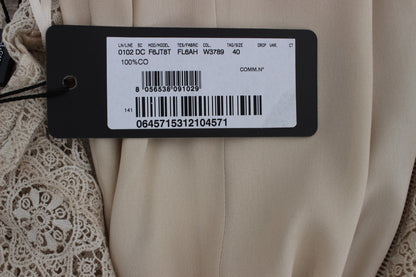 Dolce &amp; Gabbana Beige Ricamo Cutout-Etuikleid aus Baumwolle