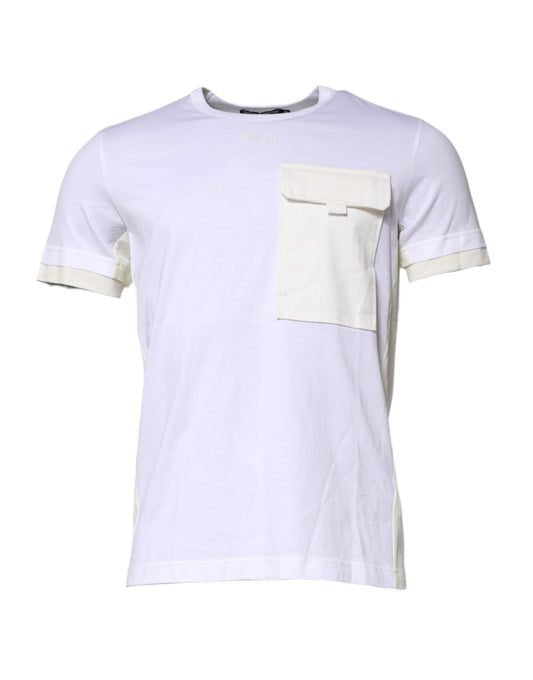 Dolce &amp; Gabbana – Weißes T-Shirt mit kurzen Ärmeln aus Baumwolle mit Tasche