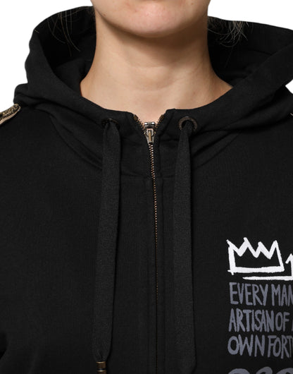 Dolce &amp; Gabbana – Schwarze Sweatshirtjacke mit durchgehendem Reißverschluss und Kapuze
