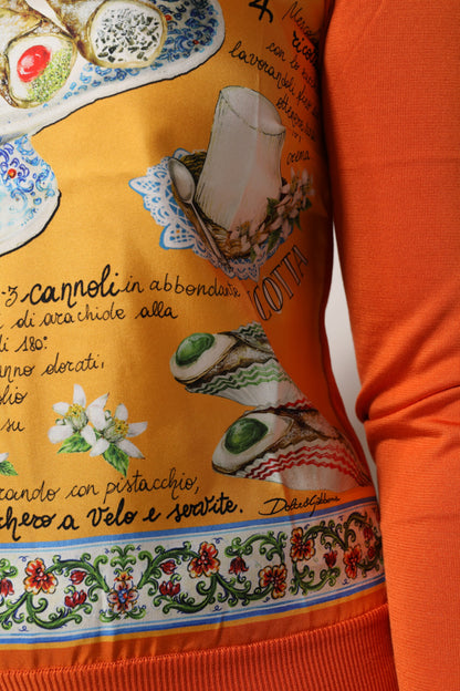 Dolce &amp; Gabbana – Orangefarbenes Cannoli-Top aus sizilianischer Seide mit Rundhalsausschnitt