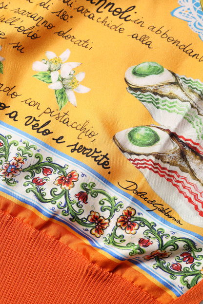 Dolce &amp; Gabbana – Orangefarbenes Cannoli-Top aus sizilianischer Seide mit Rundhalsausschnitt