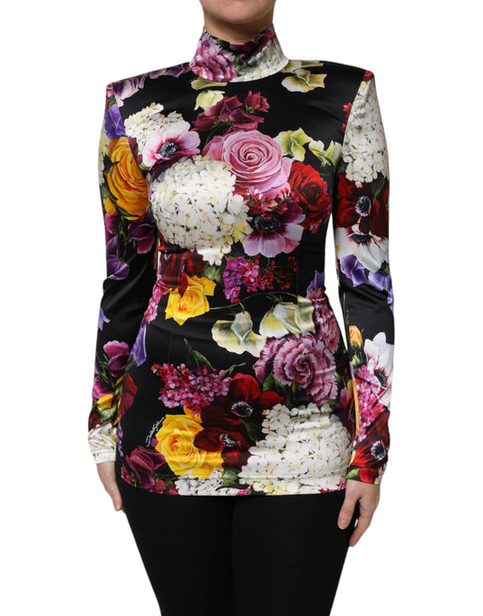 Dolce &amp; Gabbana – Mehrfarbiges Ortensies-Blusetop mit langen Ärmeln