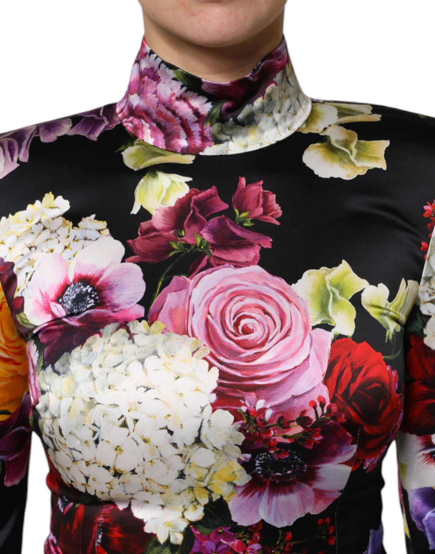 Dolce &amp; Gabbana – Mehrfarbiges Ortensies-Blusetop mit langen Ärmeln