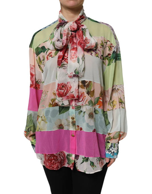 Dolce &amp; Gabbana – Mehrfarbiges, langärmliges Oberteil mit Blumen-Patchwork
