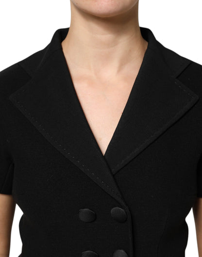 Dolce &amp; Gabbana – Zweireihige Manteljacke aus schwarzer Wolle