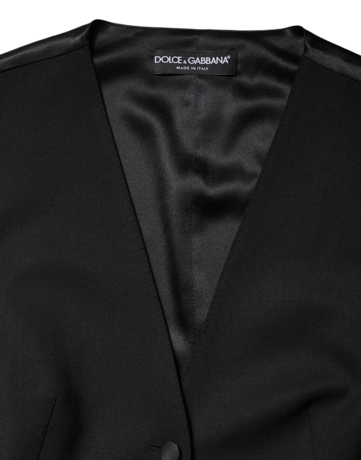 Dolce &amp; Gabbana – Schwarzes, ärmelloses Weste-Oberteil aus Wolle