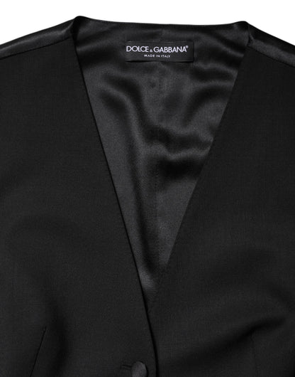 Dolce &amp; Gabbana – Schwarzes, ärmelloses Weste-Oberteil aus Wolle