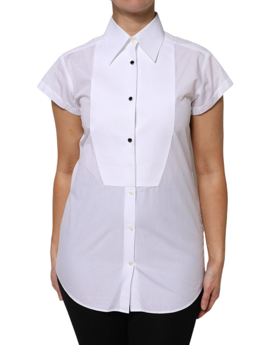 Dolce &amp; Gabbana – Weißes Poloshirt aus Baumwolle mit kurzen Ärmeln und Kragen