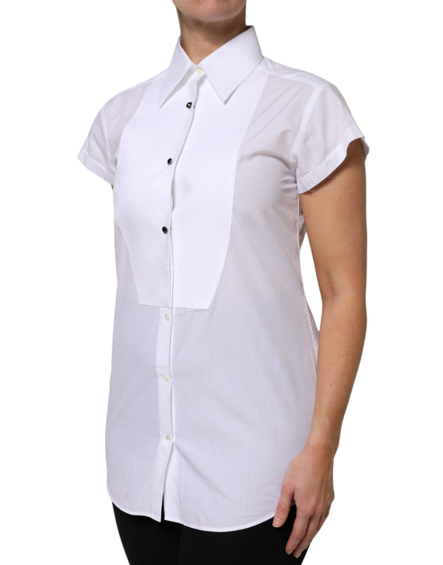 Dolce &amp; Gabbana – Weißes Poloshirt aus Baumwolle mit kurzen Ärmeln und Kragen