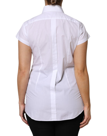 Dolce &amp; Gabbana – Weißes Poloshirt aus Baumwolle mit kurzen Ärmeln und Kragen