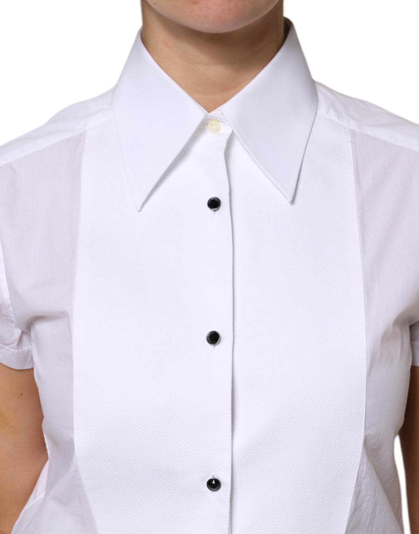 Dolce &amp; Gabbana – Weißes Poloshirt aus Baumwolle mit kurzen Ärmeln und Kragen