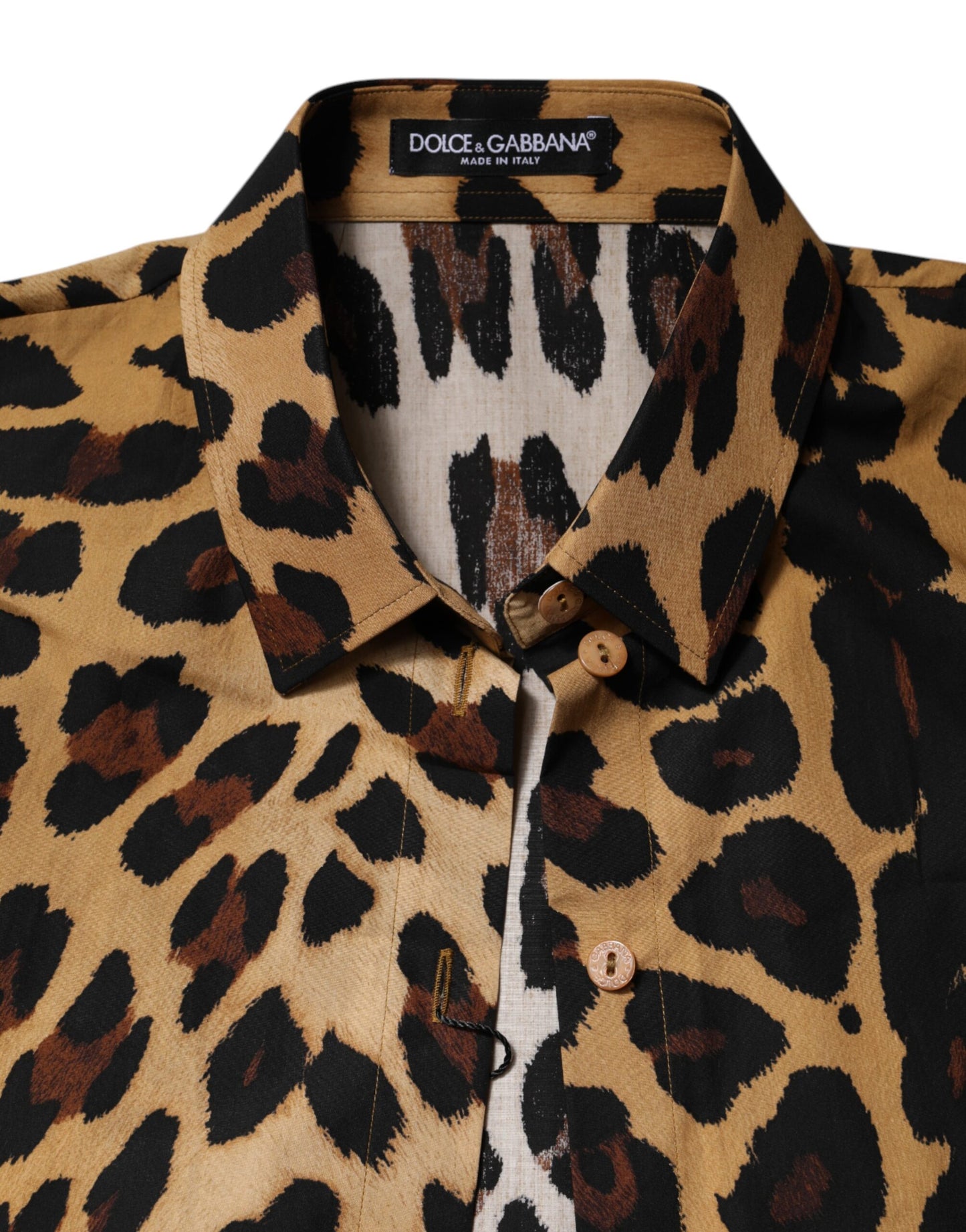 Dolce &amp; Gabbana – Braunes Poloshirt mit Leopardenmuster und Kragen