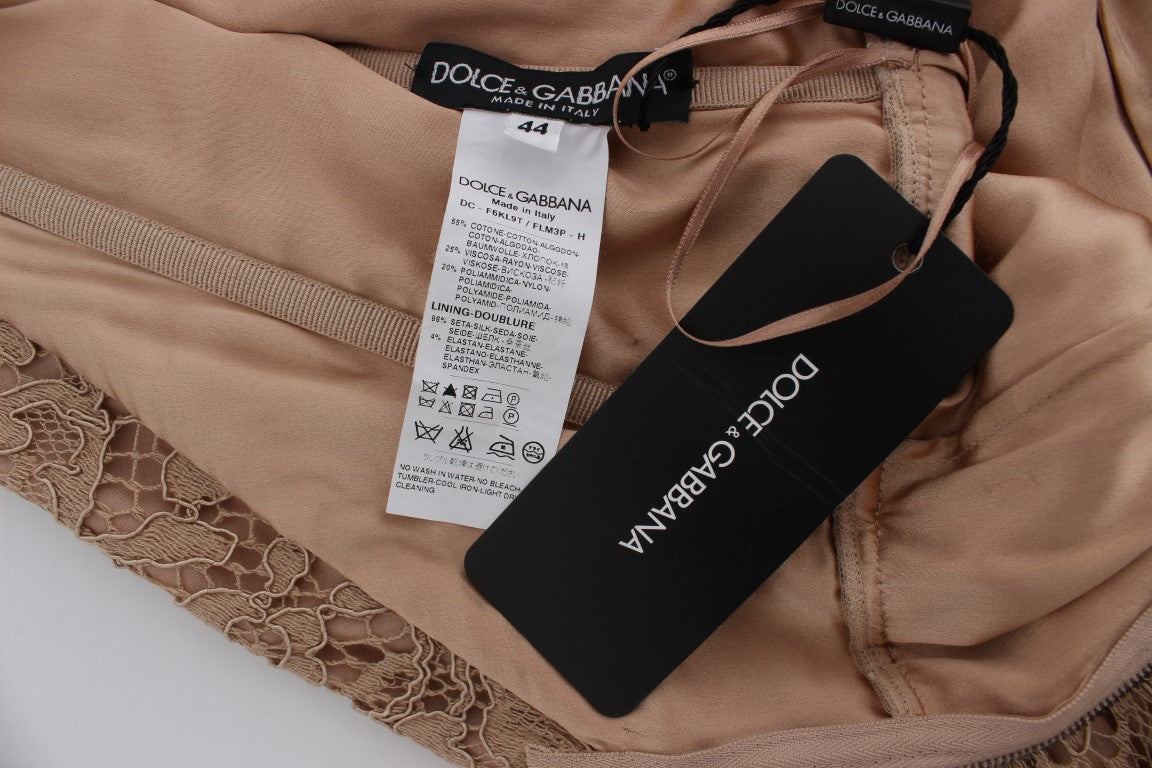 Dolce &amp; Gabbana – Langes Etuikleid aus rosa Blumenspitze