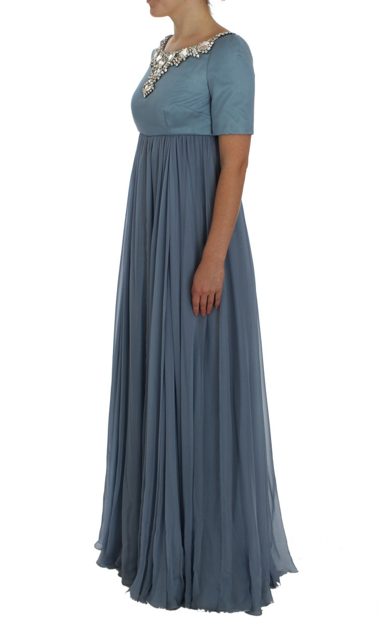 Dolce &amp; Gabbana – Blaues Ballkleid aus Seide mit Kristallen