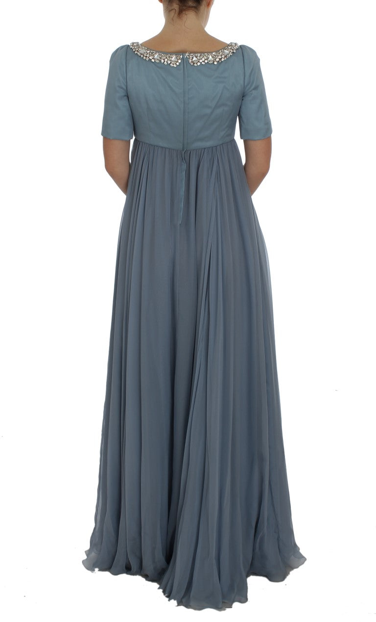 Dolce &amp; Gabbana – Blaues Ballkleid aus Seide mit Kristallen