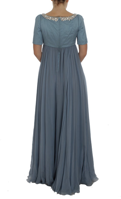 Dolce &amp; Gabbana – Blaues Ballkleid aus Seide mit Kristallen