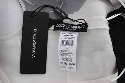 Dolce &amp; Gabbana – Etuikleid aus Seide mit Blumenmuster in Schwarz und Weiß