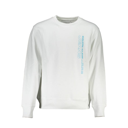 Calvin Klein – Knackiger weißer Pullover aus Baumwollmischung mit Rundhalsausschnitt
