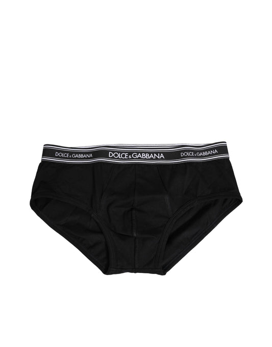 Dolce &amp; Gabbana – Slip mit Logo-Print aus schwarzer Stretch-Baumwolle