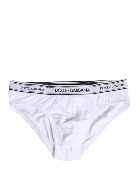 Dolce &amp; Gabbana – Weiße, normale Slip-Unterhose aus Baumwollstretch