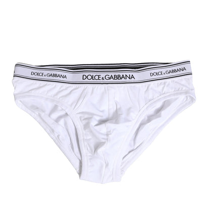 Dolce & Gabbana White Cotton Stretch Regular Brief Underwear