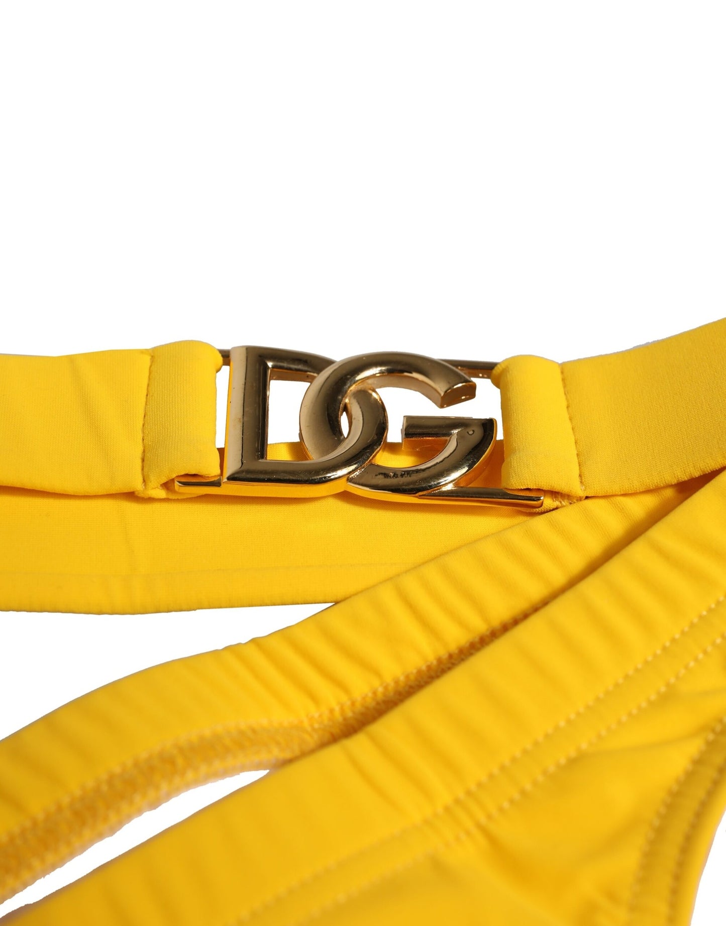 Dolce &amp; Gabbana Yellow Waistband Logo Beachwear Brief Swimwear
