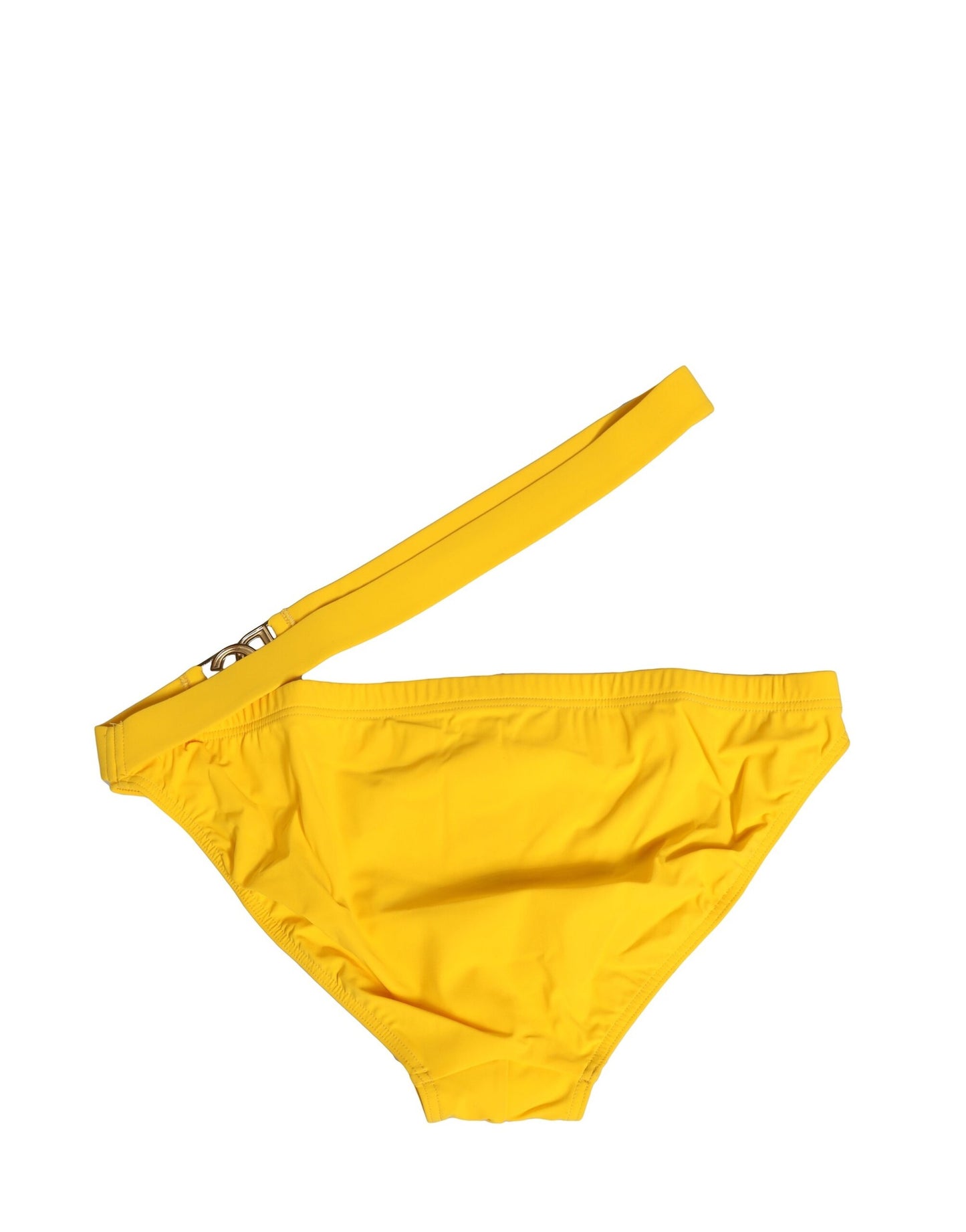 Dolce &amp; Gabbana Yellow Waistband Logo Beachwear Brief Swimwear