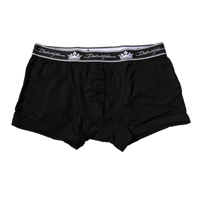 Dolce &amp; Gabbana Black Cotton Stretch Regular Boxer Underwear