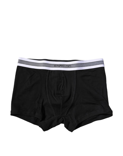 Dolce &amp; Gabbana Black Cotton Stretch Regular Boxer Underwear