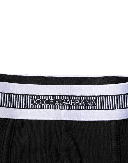 Dolce &amp; Gabbana Black Cotton Stretch Regular Boxer Underwear
