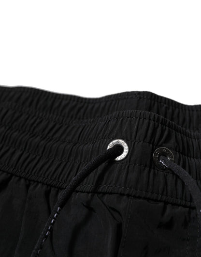 Dolce &amp; Gabbana Black Polyester Beachwear Men Shorts Swimwear