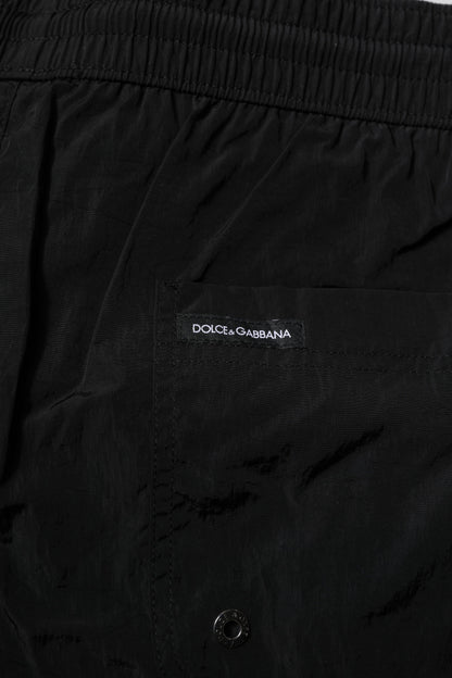 Dolce &amp; Gabbana Black Polyester Beachwear Men Shorts Swimwear