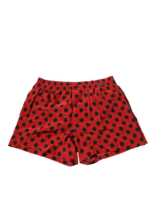 Dolce &amp; Gabbana – Boxershorts aus roter Seide mit Punkten