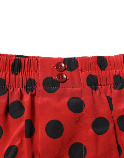 Dolce &amp; Gabbana Red Silk Polka Dot Boxer Shorts Underwear