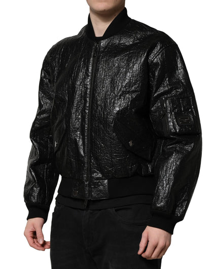 Dolce &amp; Gabbana – Bomberjacke mit durchgehendem Reißverschluss und schwarzem Logo-Schild