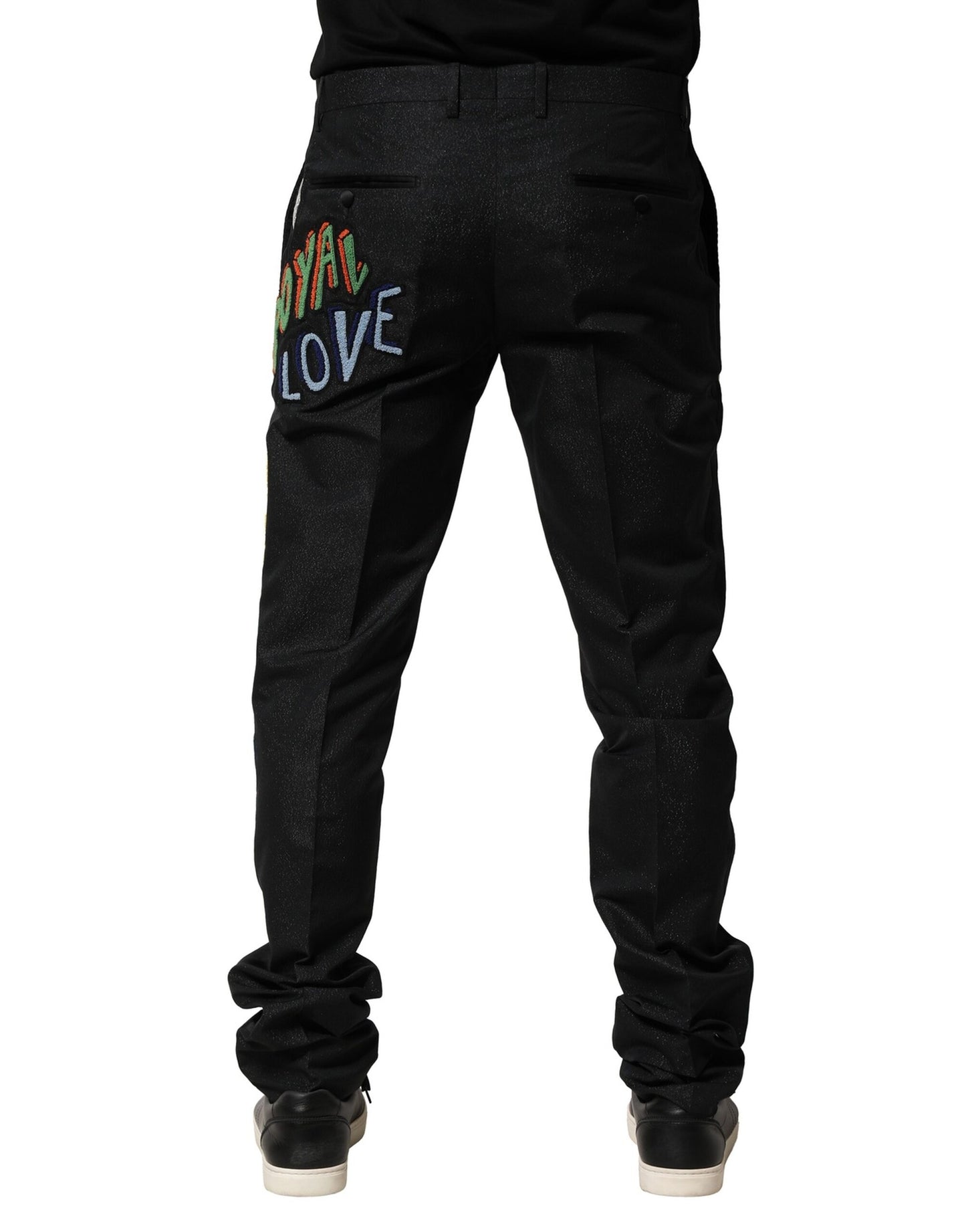 Dolce &amp; Gabbana Black Graphic Embroidery Men Pants