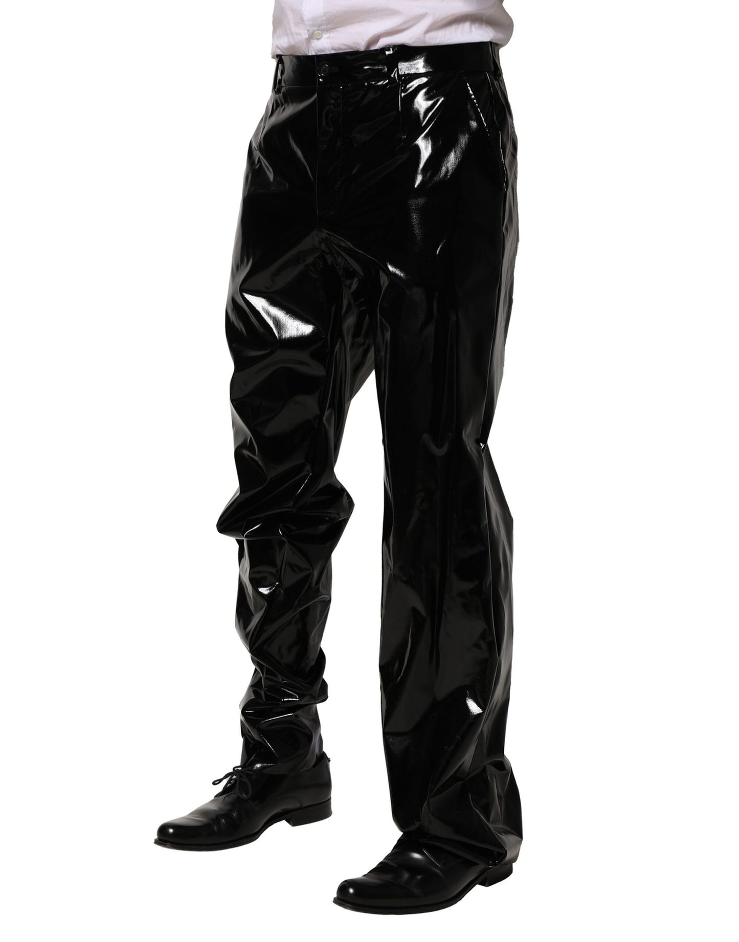 Dolce &amp; Gabbana Black Nylon Straight Men Pants