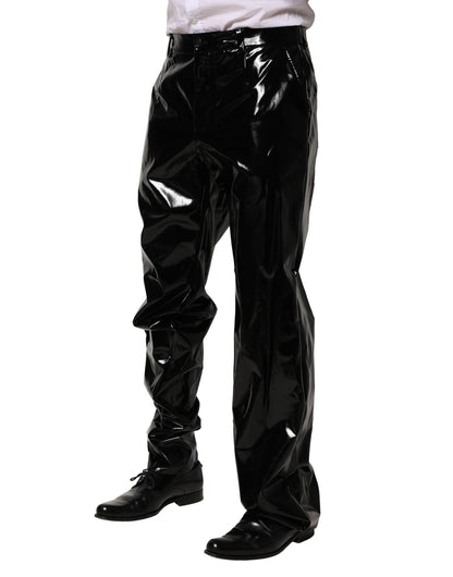 Dolce &amp; Gabbana Black Nylon Straight Men Pants