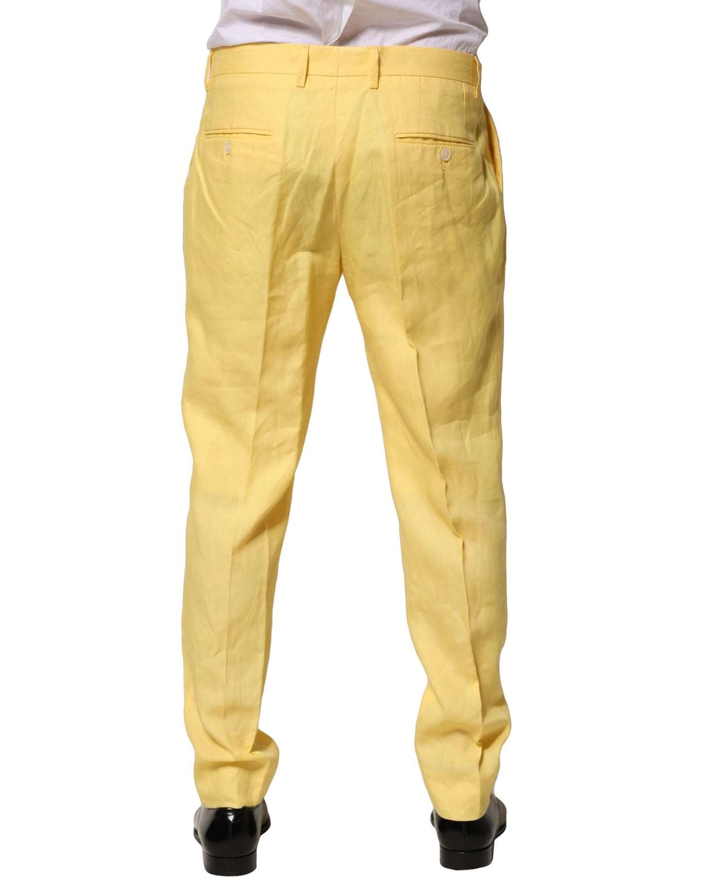 Dolce &amp; Gabbana Yellow Flax Tapered Dress Men Pants