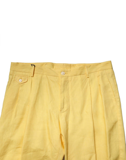 Dolce &amp; Gabbana Yellow Flax Tapered Dress Men Pants