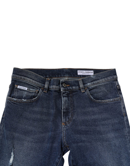 Dolce &amp; Gabbana – Blau verwaschene Skinny-Jeans aus Baumwolldenim
