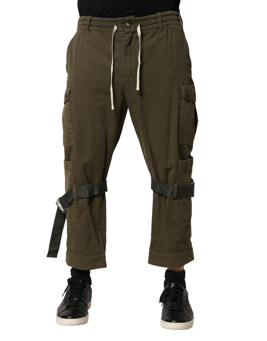 Dolce &amp; Gabbana – Cargohose aus brauner Baumwolle mit Kordelzug