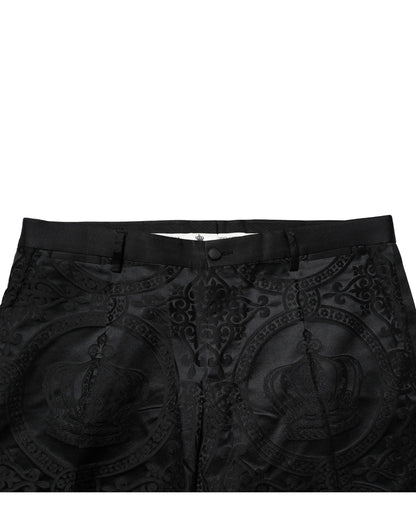 Dolce &amp; Gabbana – Schwarze Anzughose aus Baumwolle mit Krone im DG-Stil