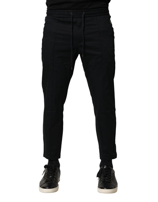 Dolce &amp; Gabbana – Schwarze Jogginghose aus Baumwolle mit mittlerer Taille