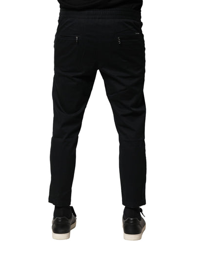 Dolce &amp; Gabbana – Schwarze Jogginghose aus Baumwolle mit mittlerer Taille