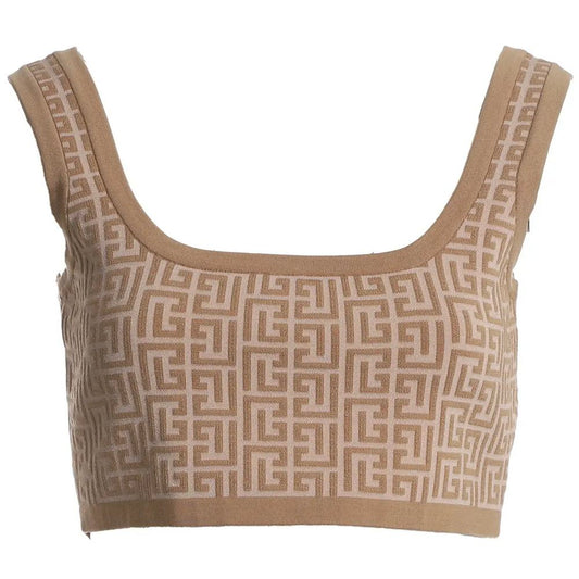 Balmain Beige Wolloberteile und T-Shirts