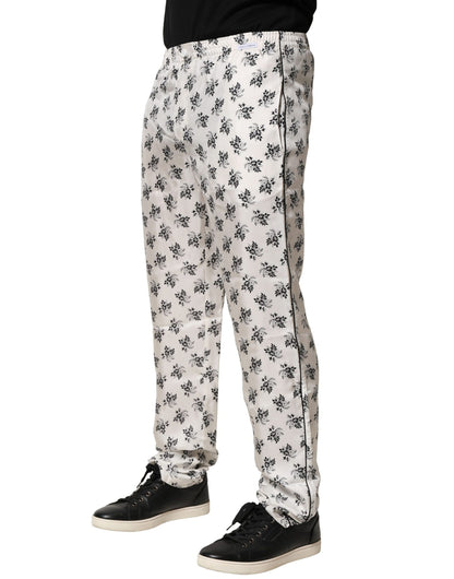 Dolce &amp; Gabbana – Weiße, geblümte Loungehose aus Seide