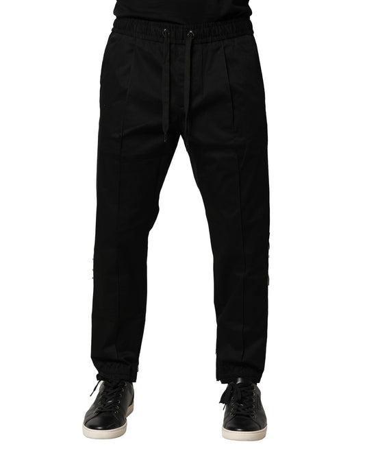 Dolce &amp; Gabbana – Schwarze Jogginghose aus Baumwolle mit mittlerer Taille