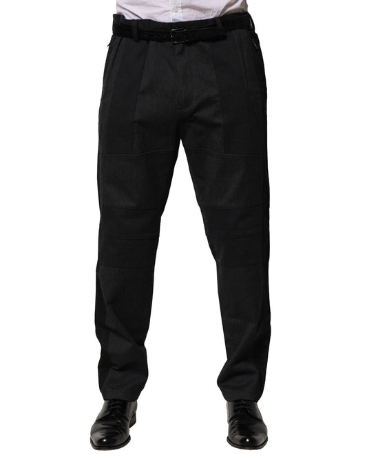 Dolce &amp; Gabbana – Schmale, formelle Hose aus schwarzer Baumwolle