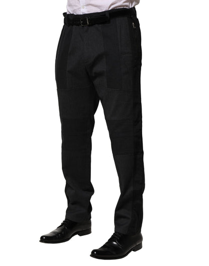 Dolce &amp; Gabbana – Schmale, formelle Hose aus schwarzer Baumwolle